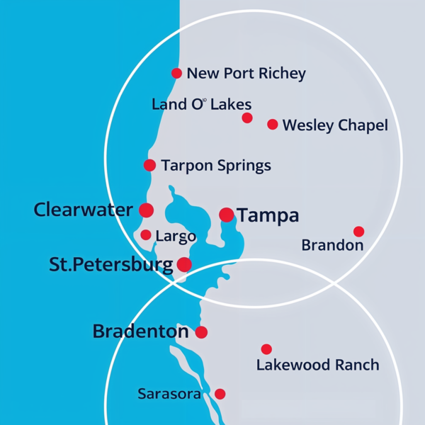 We serve Tampa, St Pete's, Clearwater, Sarasota and Bradenton